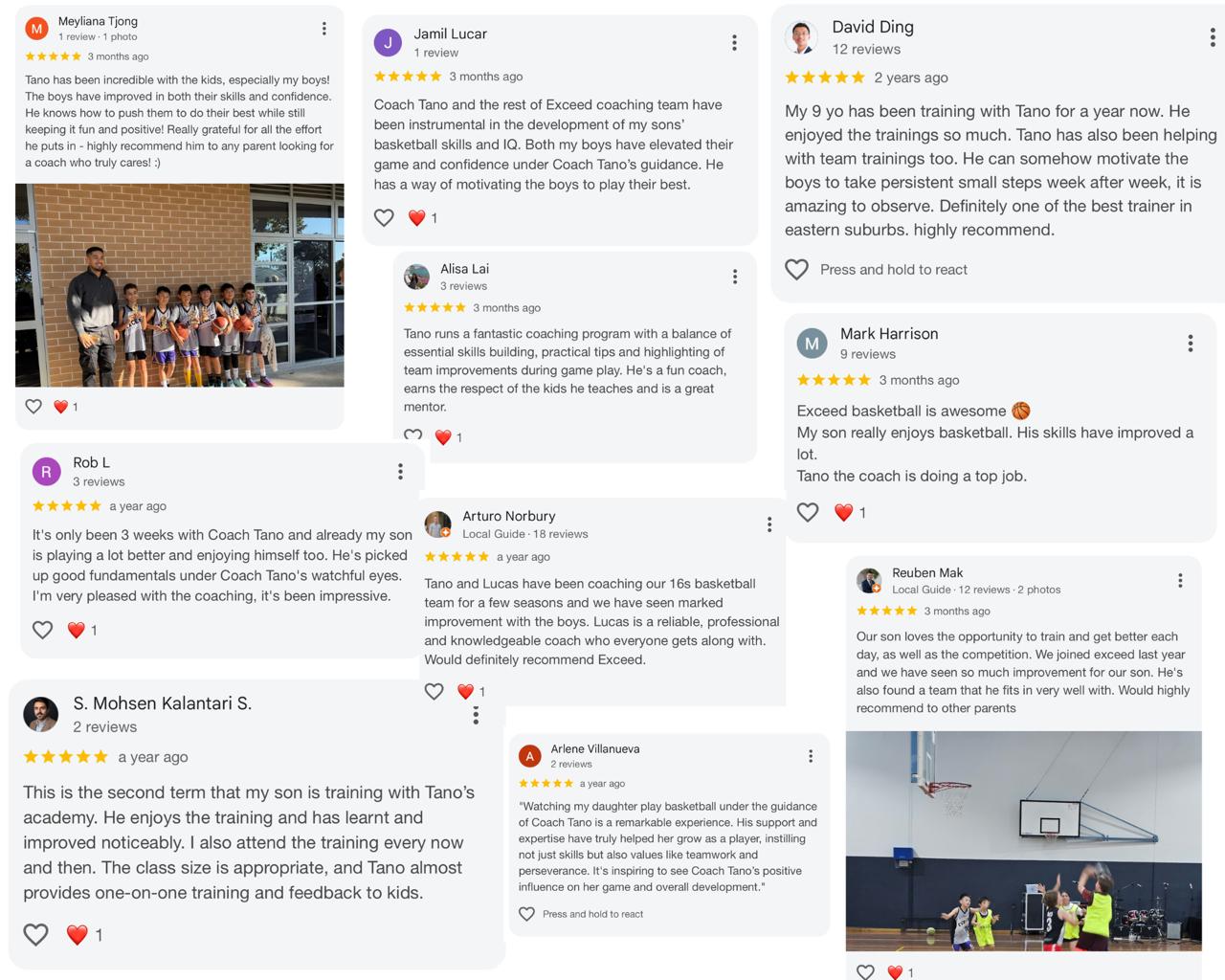 Parent Testimonials and Google Reviews of Exceed Basketball